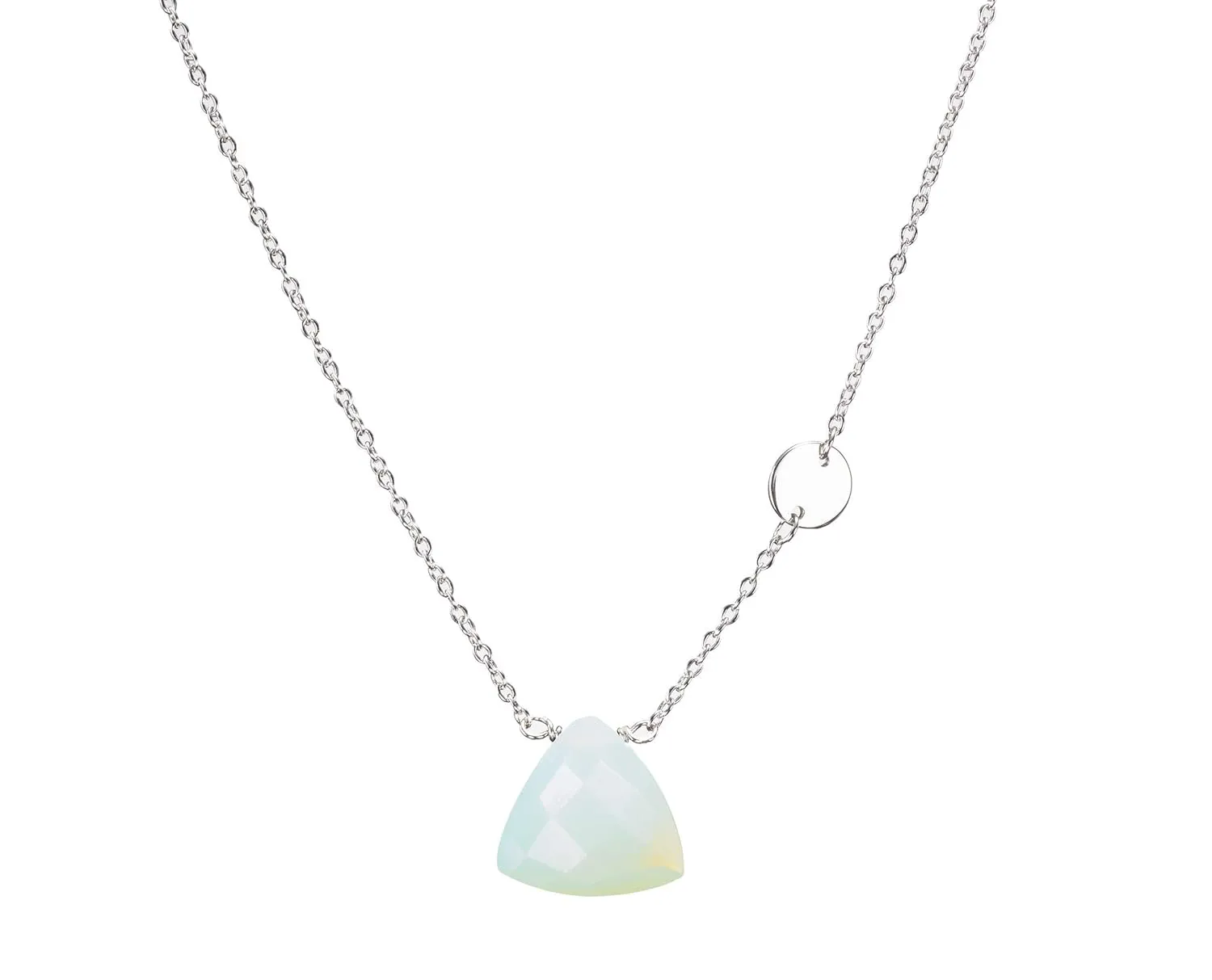 March birthstone necklace by Majade. Blue chalcedony necklace, Pisces/Aries birthstone necklace, light blue gemstone pendant. 925 sterling silver initial necklace. Blue agate minimalist jewelry.