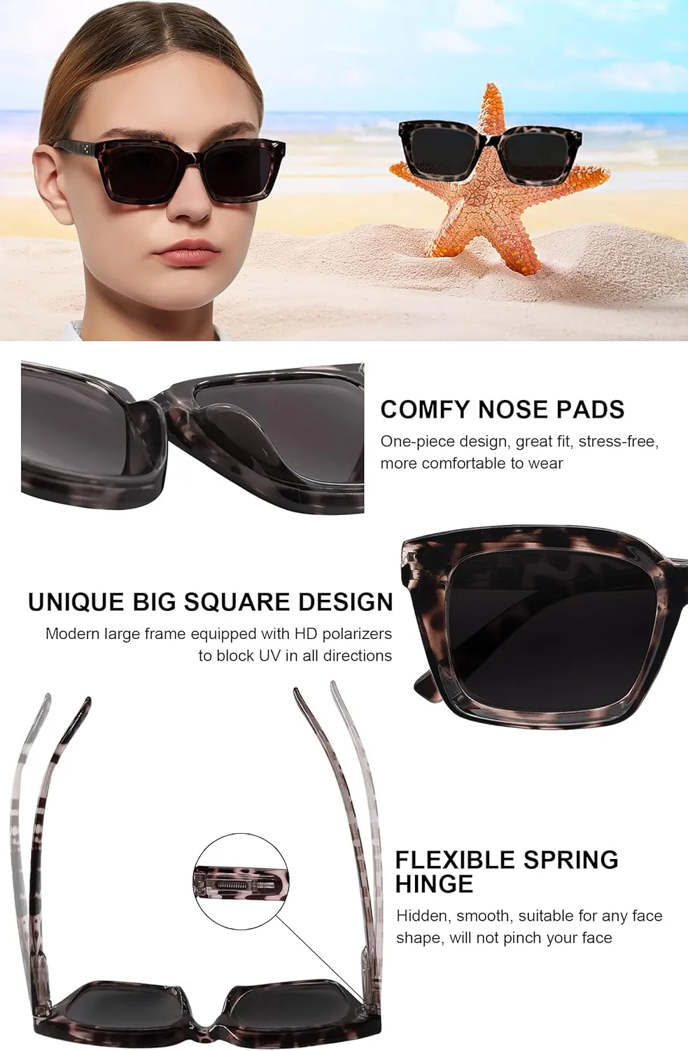 MARE AZZURO Oversized Polarized Sunglasses Women Men Driving Fishing Sports Sun Glasses UV400 Protection Party Beach Sunnies