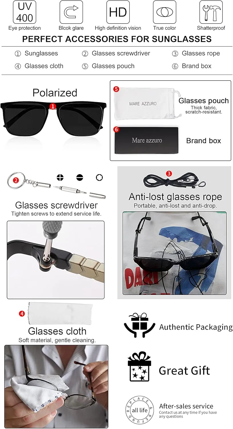 MARE AZZURO Oversized Polarized Sunglasses Women Men Driving Fishing Sports Sun Glasses UV400 Protection Party Beach Sunnies