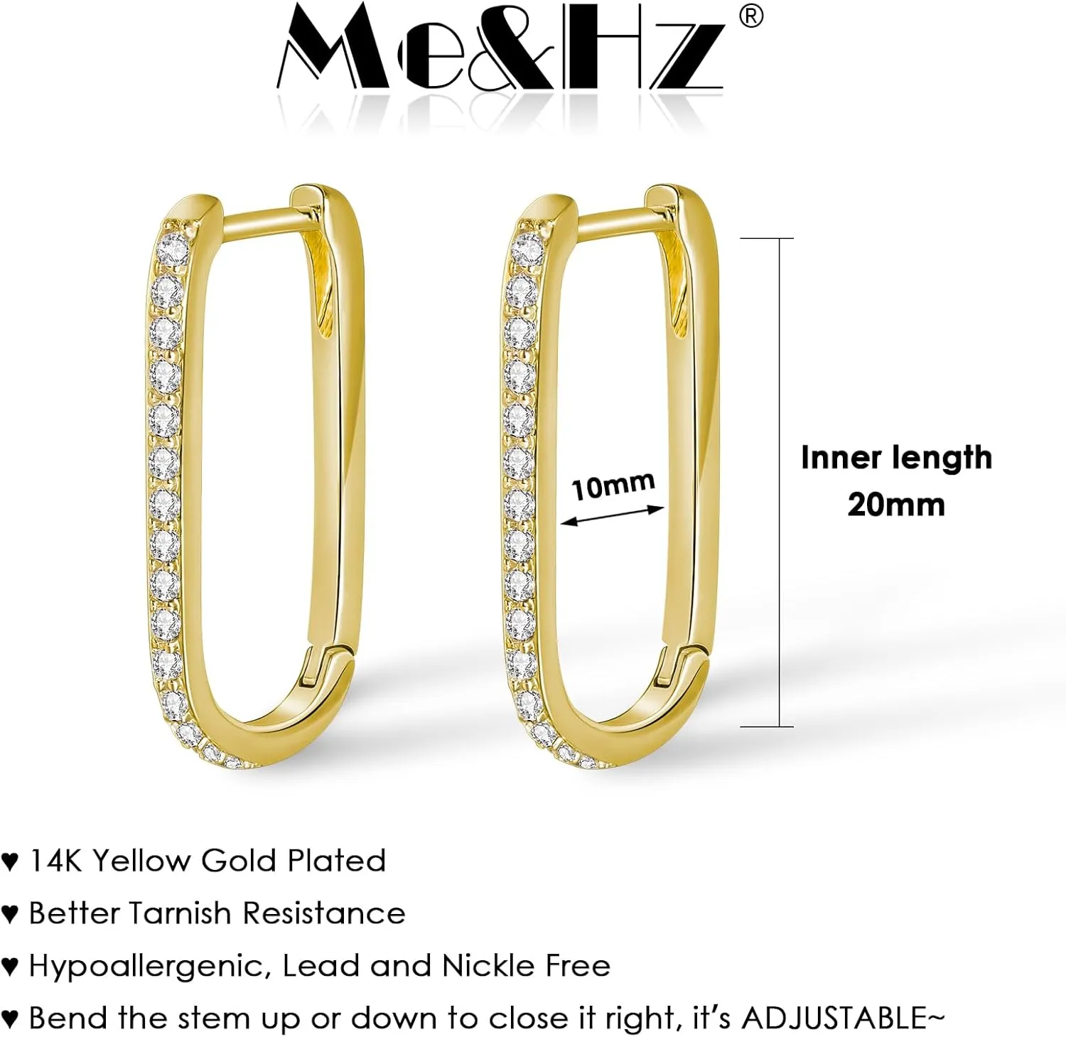 Me&Hz Gold Huggie Earrings Small Huggie Hoop Earrings for Women 14K Gold Plated Hypoallergenic Cubic Zirconia Huggies Mini Silver Hoop Earring for Women