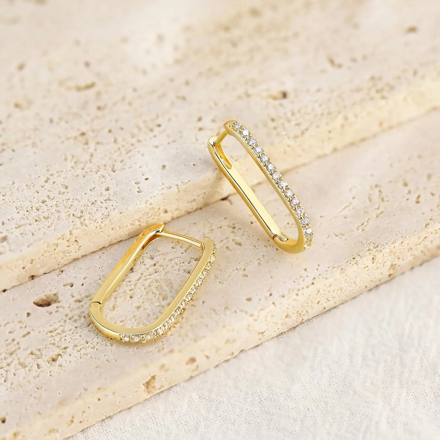 Me&Hz Gold Huggie Earrings Small Huggie Hoop Earrings for Women 14K Gold Plated Hypoallergenic Cubic Zirconia Huggies Mini Silver Hoop Earring for Women