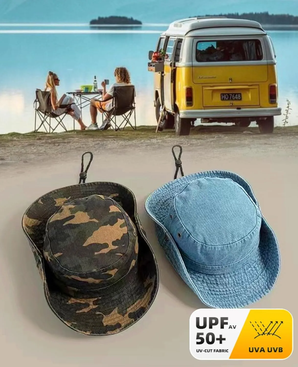 Men's Bucket Hat Camo Outdoor Sun Protection, Breathable Quick-Dry Fishing Gardening Hiking Hat ,UPF50  Cotton Wide Brim