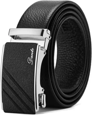 Mens Casual Ratchet Belt with Automatic Buckle Stylish Adjustable Slide Genuine Leather Belts for Men Dress Pants