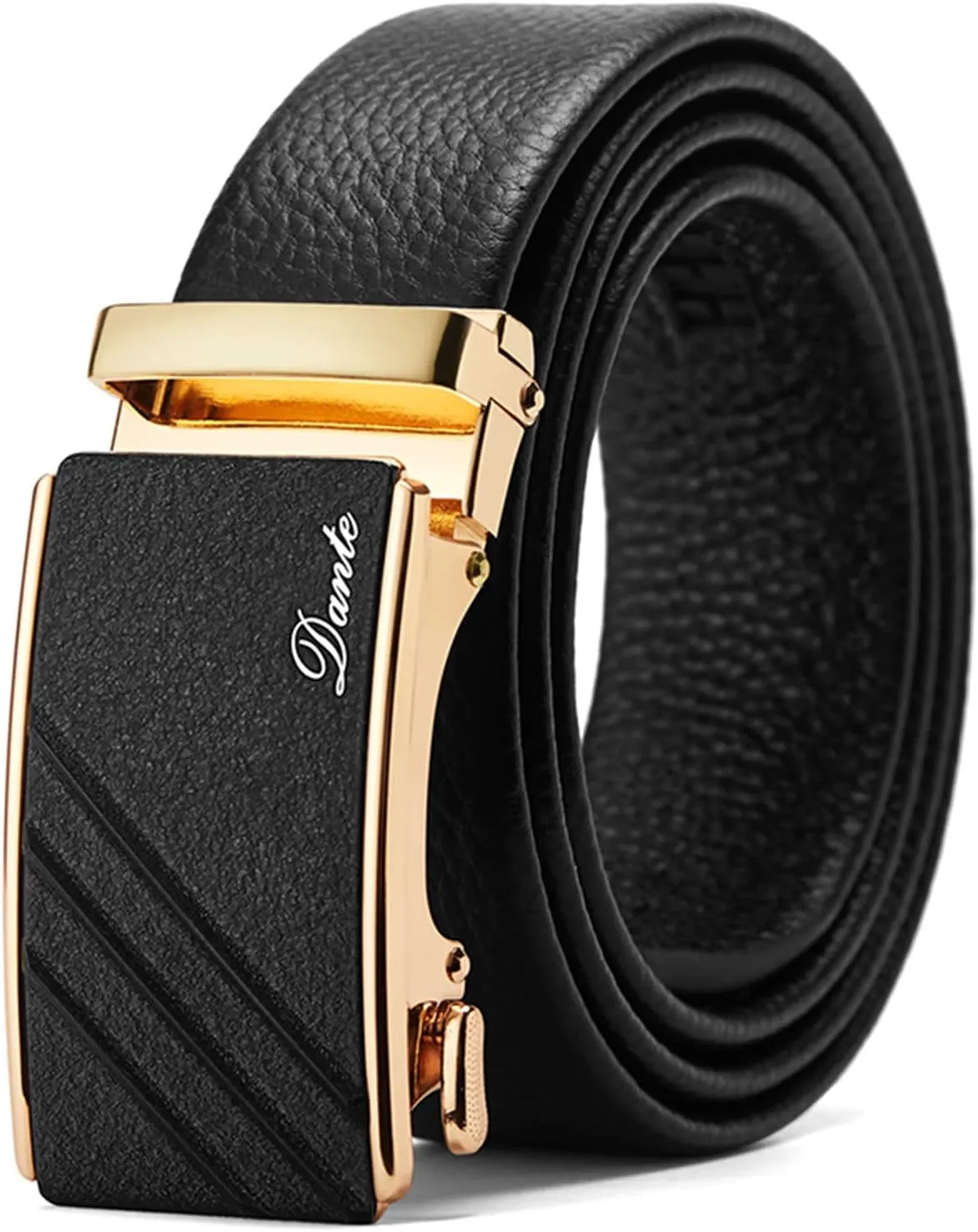 Mens Casual Ratchet Belt with Automatic Buckle Stylish Adjustable Slide Genuine Leather Belts for Men Dress Pants