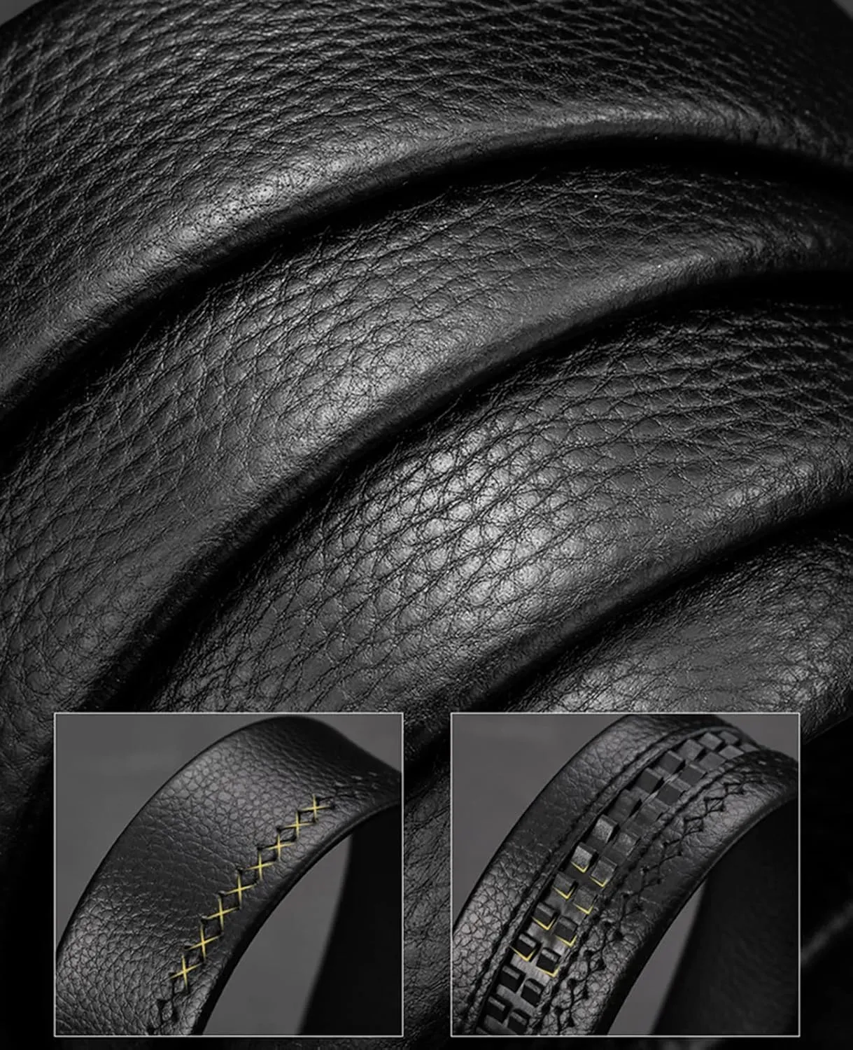 Mens Casual Ratchet Belt with Automatic Buckle Stylish Adjustable Slide Genuine Leather Belts for Men Dress Pants