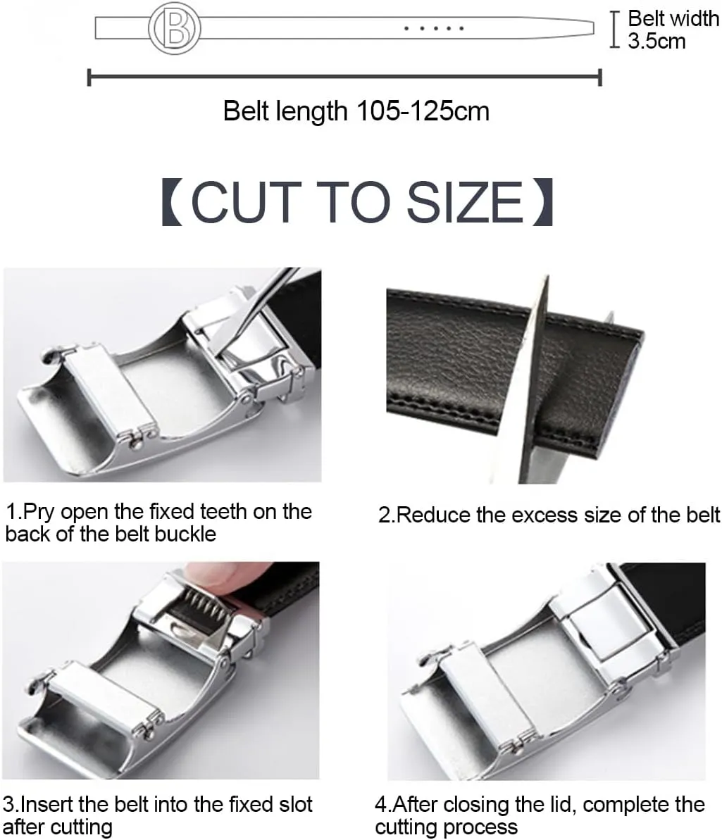 Mens Designer Ratchet Belts for Casual Jeans,Leather Belts with Automatic Slide Buckle