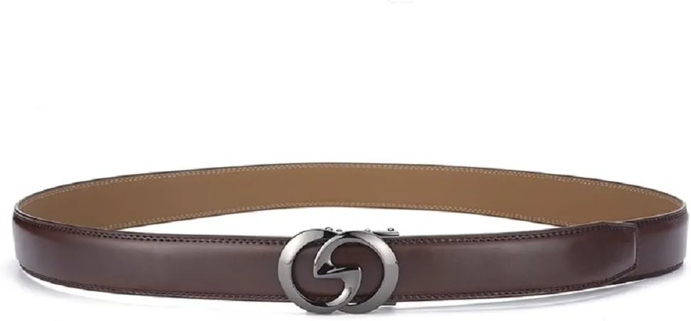 Mens Designer Ratchet Belts for Casual Jeans,Leather Belts with Automatic Slide Buckle
