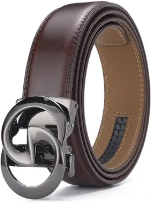 Mens Designer Ratchet Belts for Casual Jeans,Leather Belts with Automatic Slide Buckle