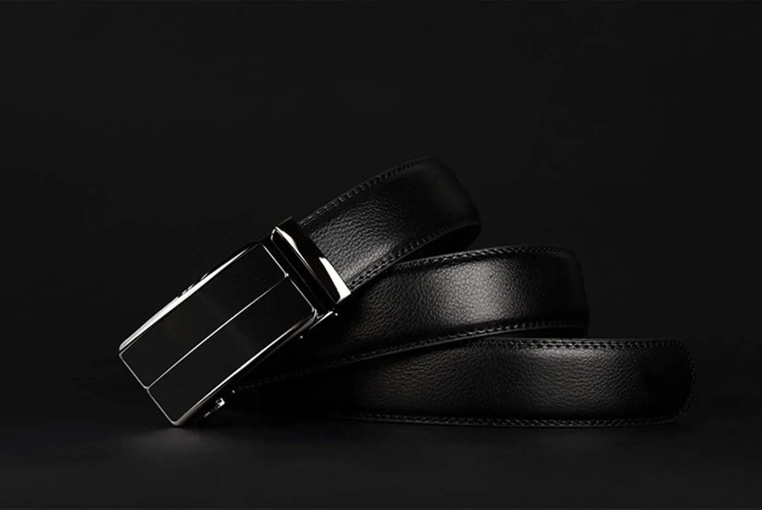Men's Ratchet Belt,Genuine Leather Belt with Automatic Buckle Alloy,Slide Belt for Men