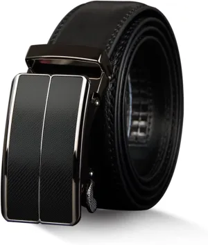 Men's Ratchet Belt,Genuine Leather Belt with Automatic Buckle Alloy,Slide Belt for Men