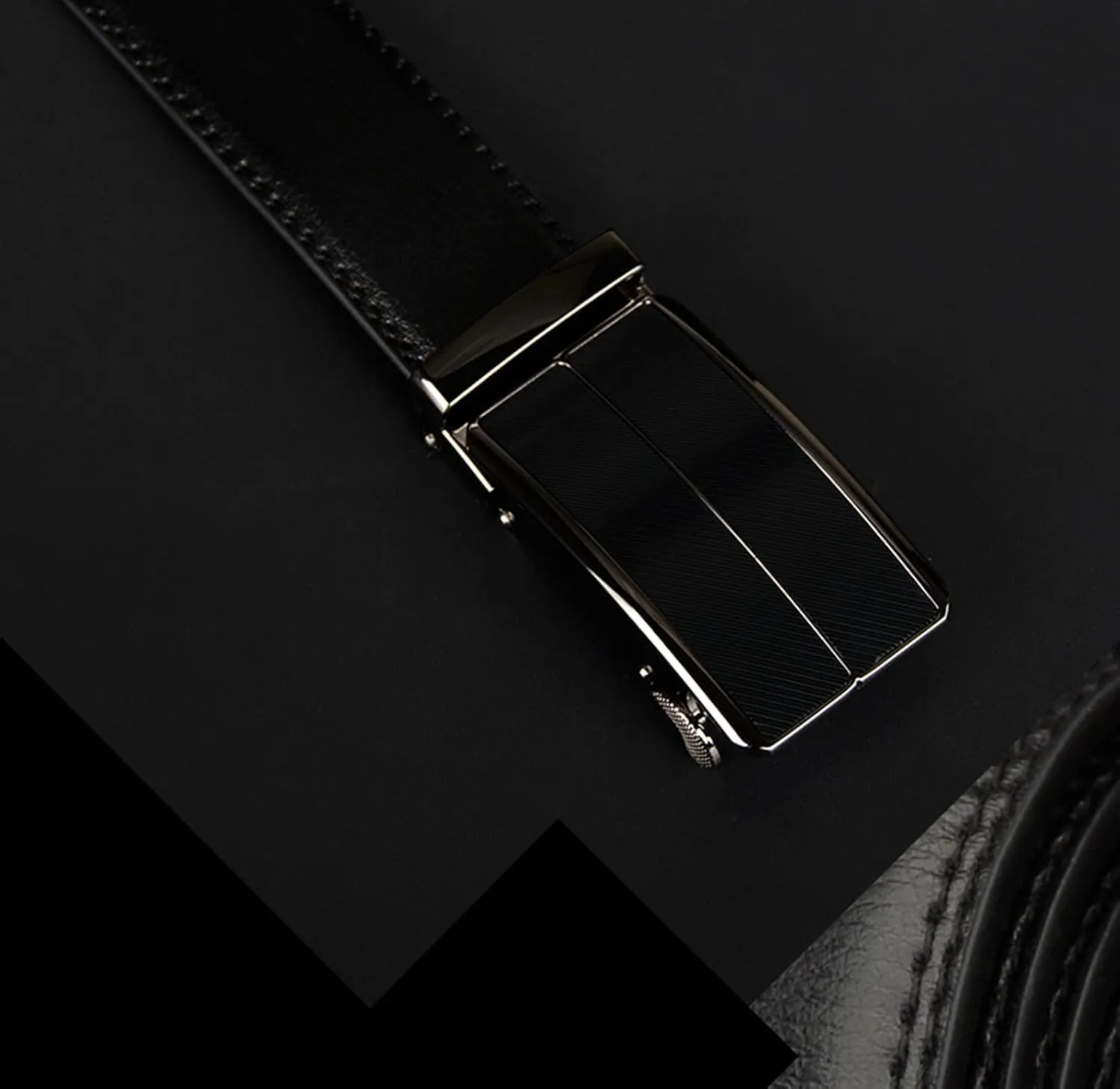 Men's Ratchet Belt,Genuine Leather Belt with Automatic Buckle Alloy,Slide Belt for Men