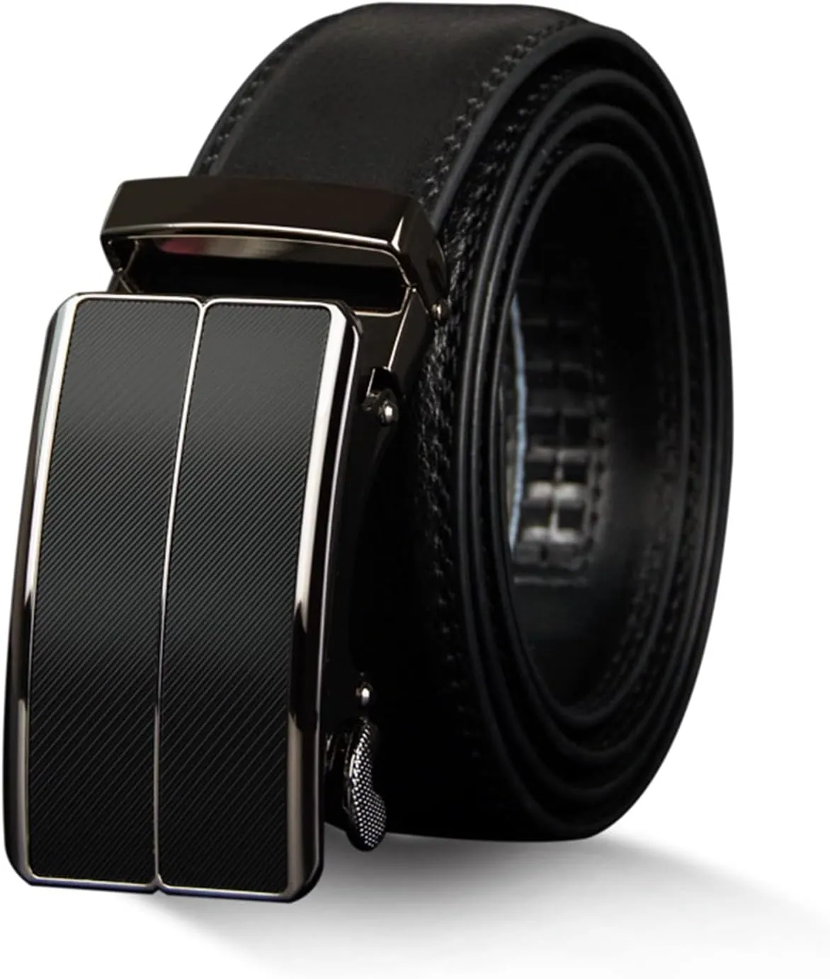Men's Ratchet Belt,Genuine Leather Belt with Automatic Buckle Alloy,Slide Belt for Men