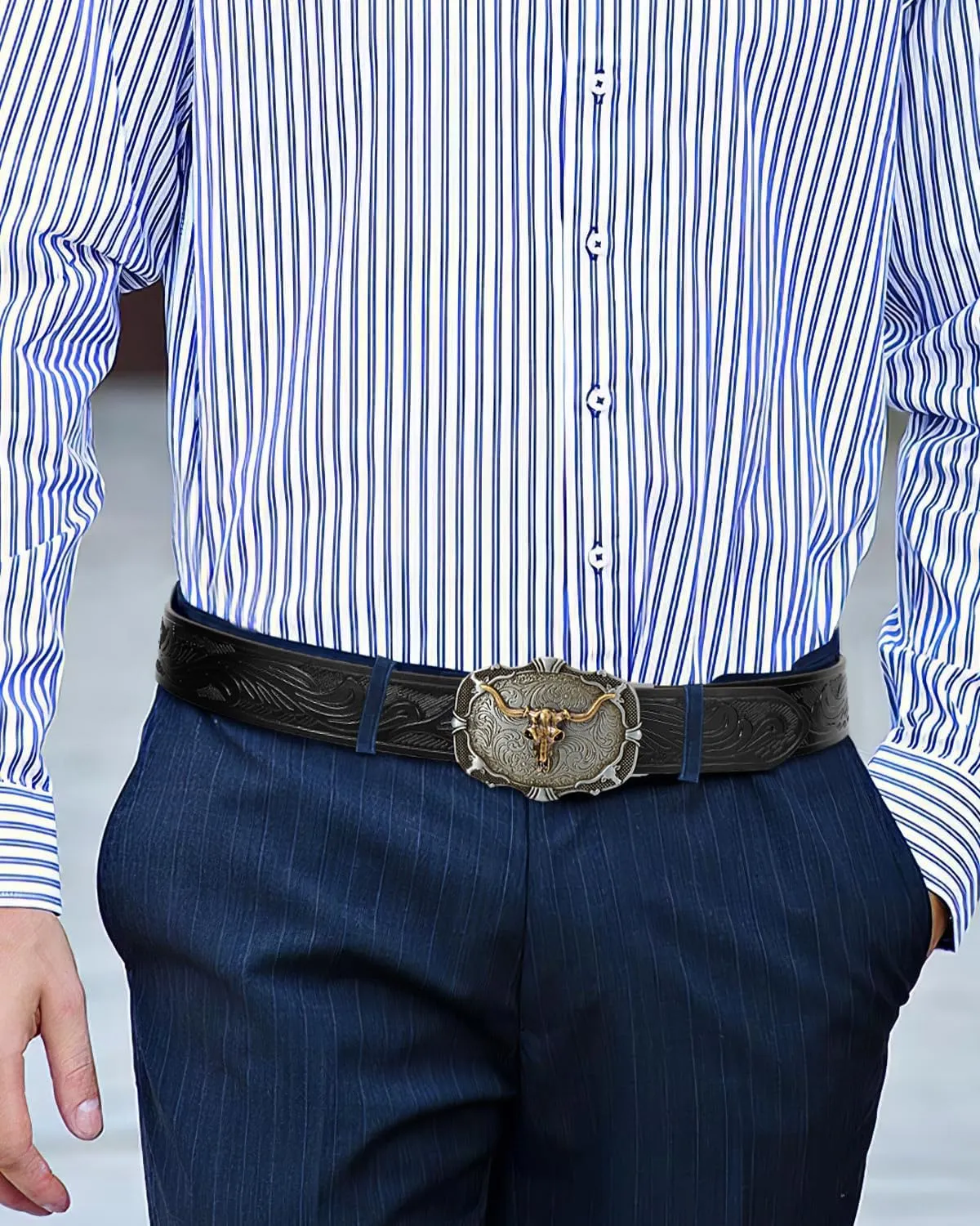 Mens Ratchet Western Belt Leather Cowboy Belts for Men with Automatic Western Buckle Belt for Jeans Christmas Gifts