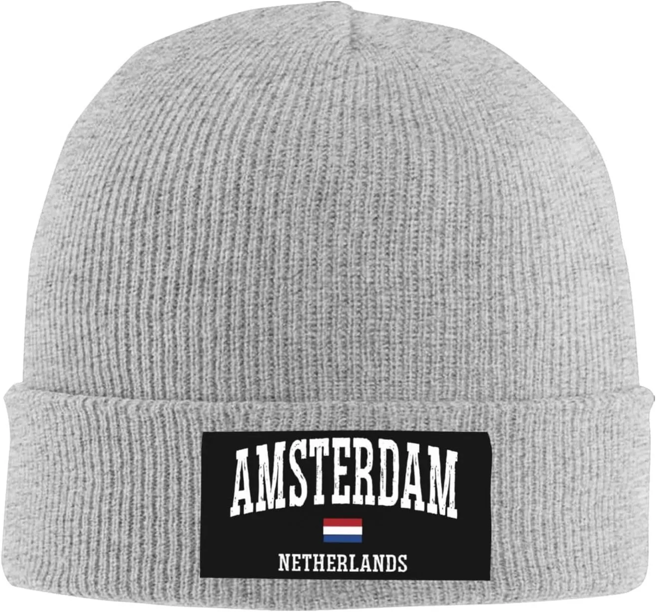 Mens Skull Caps Amsterdam Knit Thermo Winterhat for Mens Knit Cuffed Skullies & Beanies Forgirls Novelty I Love Amsterdam Cap