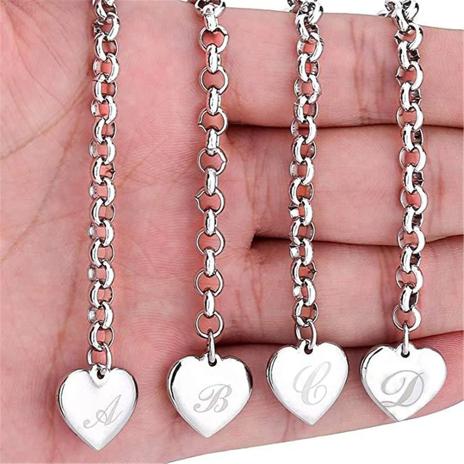 Mens Townsman Stainless Steel and Leather Casual Quartz Initial Charm Bracelets for Teen Girls Stainless Steel Heart Charm Bracelets for Women 26 Letters Alphabet Bracelet Jewelry Gifts (C, One Size)