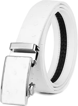 Men's White Genuine Leather Belts 1 3/8" Width