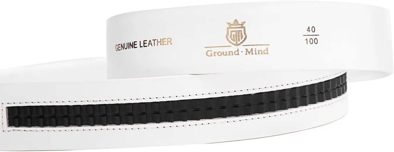 Men's White Genuine Leather Belts 1 3/8" Width