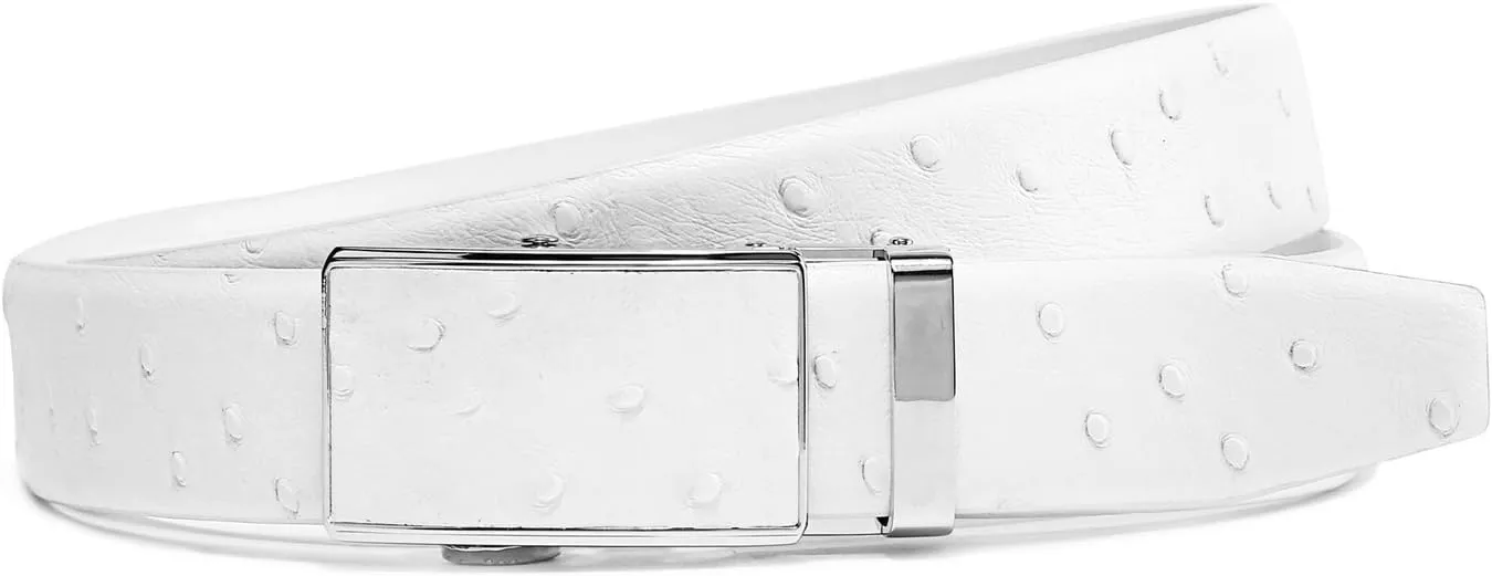 Men's White Genuine Leather Belts 1 3/8" Width