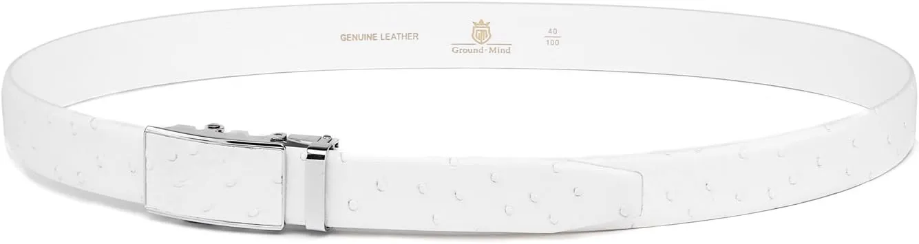 Men's White Genuine Leather Belts 1 3/8" Width