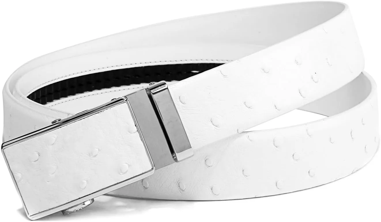 Men's White Genuine Leather Belts 1 3/8" Width