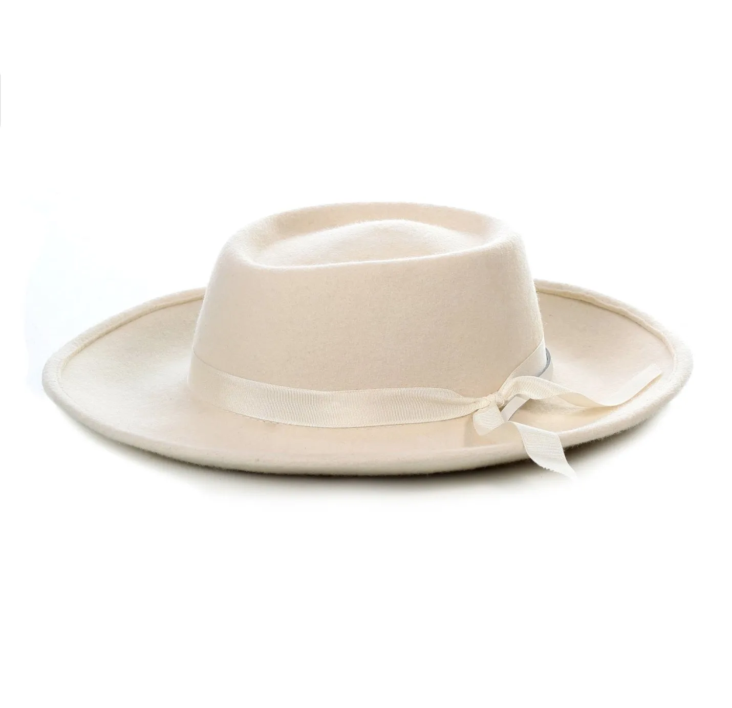 Mens Wide Brim Dress Fedora Hat in Ivory