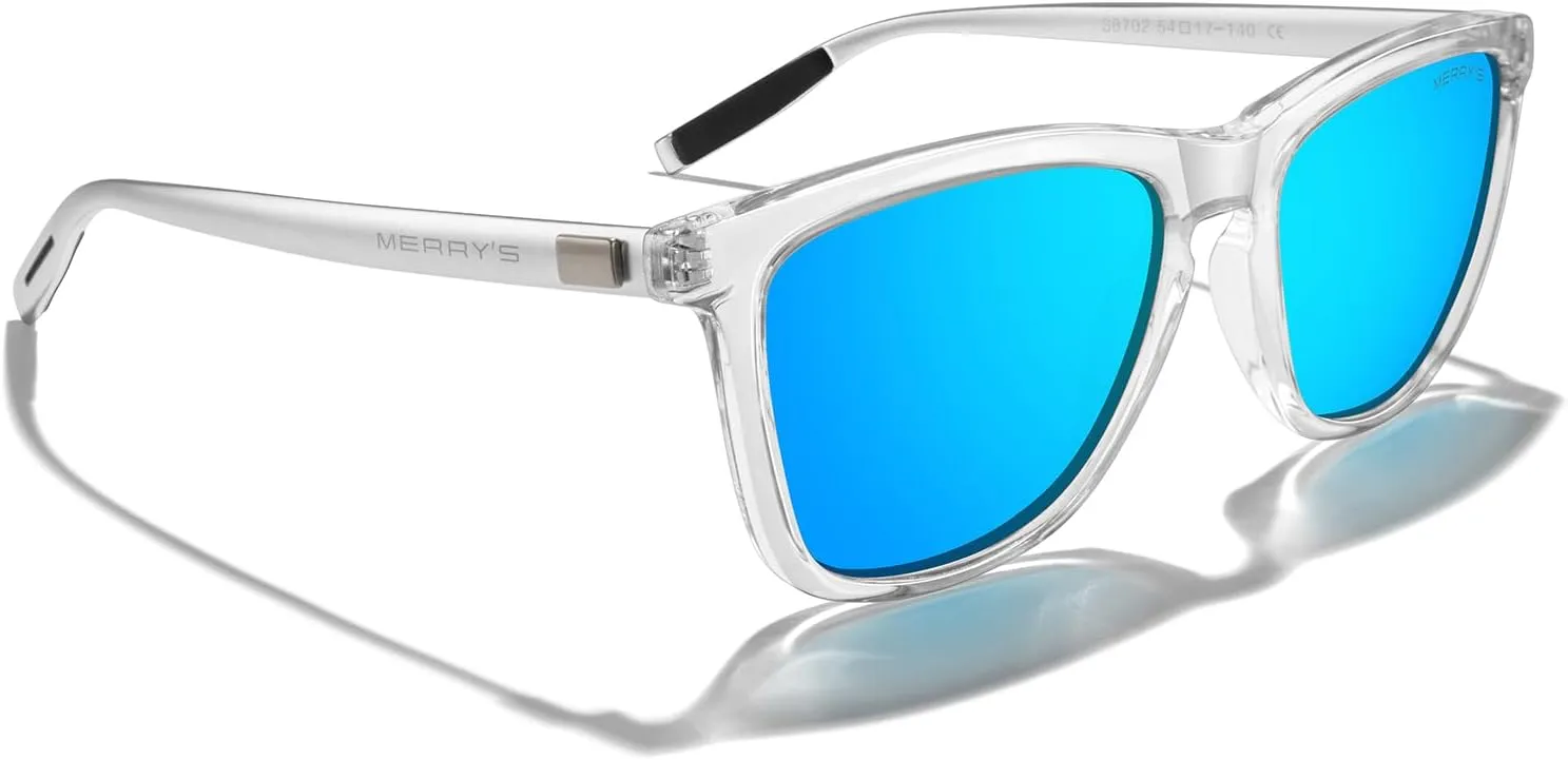 MERRY'S Unisex Polarized Sunglasses for Women Men Classic Retro Designer Style Aluminum Legs