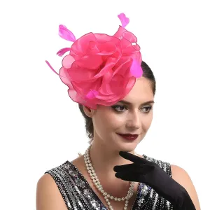 Metal Hair Band Hat For Women Wedding Flower Cocktail Mesh Feathers Hair Clip Tea Party Headband Boxing Hair Band