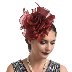 Metal Hair Band Hat For Women Wedding Flower Cocktail Mesh Feathers Hair Clip Tea Party Headband Boxing Hair Band