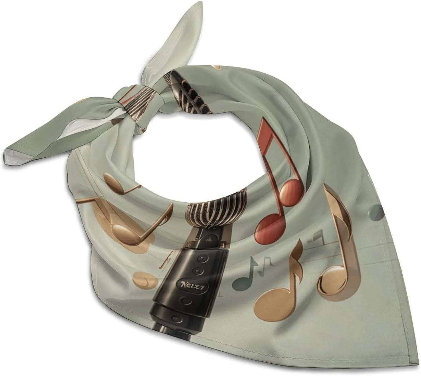 Microphone with Music Note 25" Square Head Scarf Lightweight Silk Scarf for Women Soft Satin Head Scarves Large Neckerchief Fashion Bandanas Silk Headband Neck Satin Scarfs for Bag Hair Scarves Gift