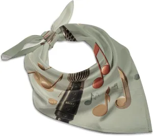 Microphone with Music Note 25" Square Head Scarf Lightweight Silk Scarf for Women Soft Satin Head Scarves Large Neckerchief Fashion Bandanas Silk Headband Neck Satin Scarfs for Bag Hair Scarves Gift