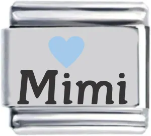 Mimi Light Blue Heart Laser Name Italian Charm Link