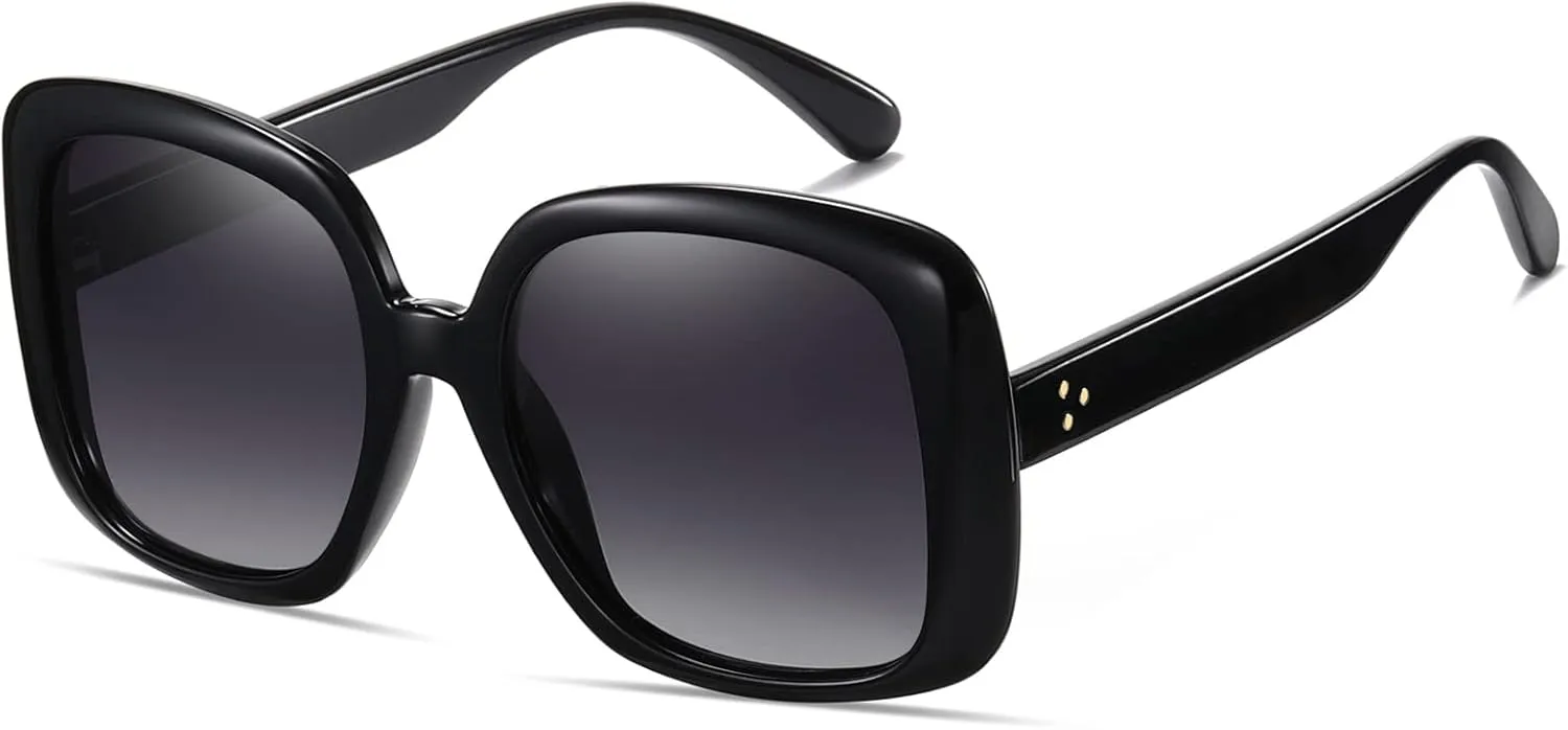 MORESHINE Trendy Oversized Square Polarized Sunglasses Retro Shades for Women UV400 Protection