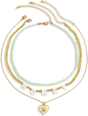 Multi Layered Necklaces for Women, 3 Layer Necklace for Girls Confidence Honey Design Valentines Day Gifts for Best Friends Teen Girls