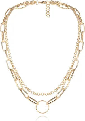 Multi Layered Necklaces for Women, Layered Chain Necklaces for Women 2 Layer Gold Lobster Claw Double Chain Design Valentines Day Daughter Gifts