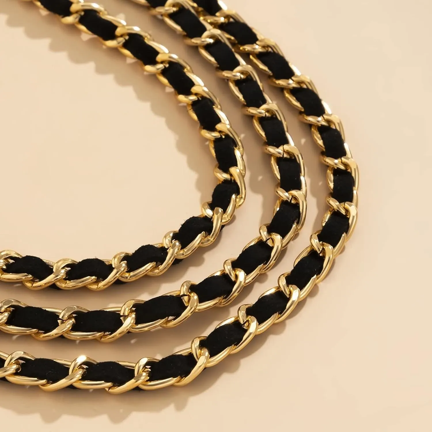 Mycian Chain Belts for Women Waist Chains, Belt Chains Goth Gold Black Alloy Multilayer Flower Tassel 102CM Jewelry for Women Gifts