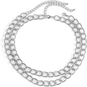 Necklace Layer Sets for Women, Double Layer Necklace 2 Layer Pendant Necklaces Simple Hollow Hip Hop Chain Design Anniversary Womens Jewelry
