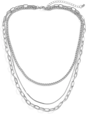 Necklet Layering Necklace, 3 Layer Necklace for Women Pendant Necklaces Simple Thin Snake Chain Design Birthday Jewelry for Mom