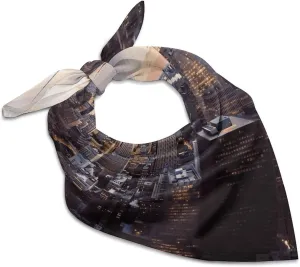 New York City 18" Square Head Scarf Lightweight Silk Scarf for Women Soft Satin Head Scarves Large Neckerchief Fashion Bandanas Silk Headband Neck Satin Scarfs for Bag Hair Scarves Gift