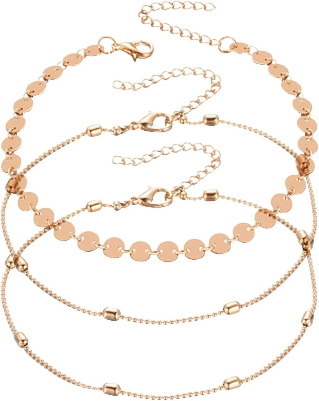 of The Rings Book Set Illustrated Women's Anklets Filled with Personalized Anklets Beach Feet Jewelry Gift 3 Layer Anklet Simplicity Anklet (Gold, One Size)