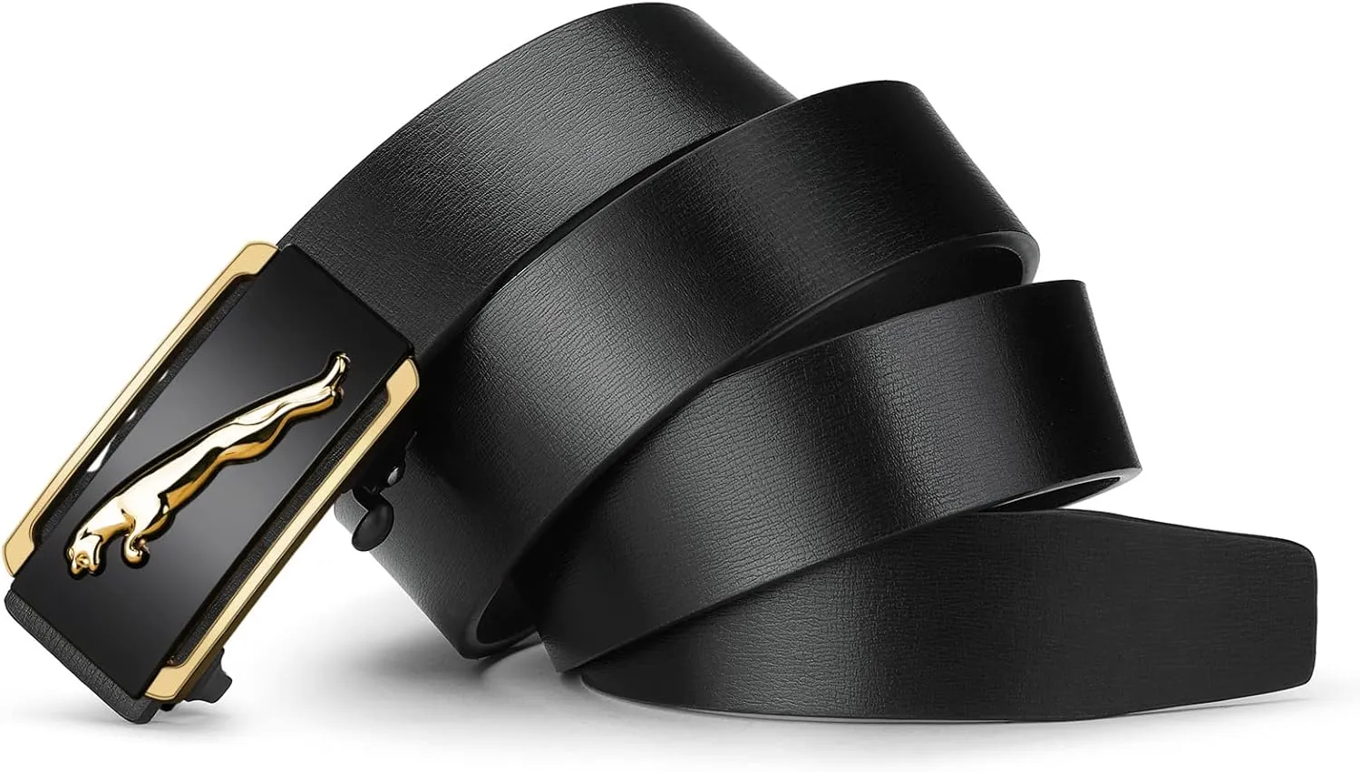 Oyifan Black Leather Belts for Men Dress Casual Ratchet Belt, Cut To Fit, Gift Box