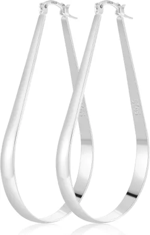 PABBEU S925 Sterling Silver Hoop Earrings Lightweight Oval Silver Hoop Earrings for Women Hypoallergenic 14k Gold Plated Hoops Earring Large Gold Hoops Earring for Women Gift (Inner Diameter：27/34/36/45mm)