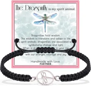 PARTNER Dragonfly Braided Bracelet for Women - Dragonfly Charm Bracelets for Animal Lovers