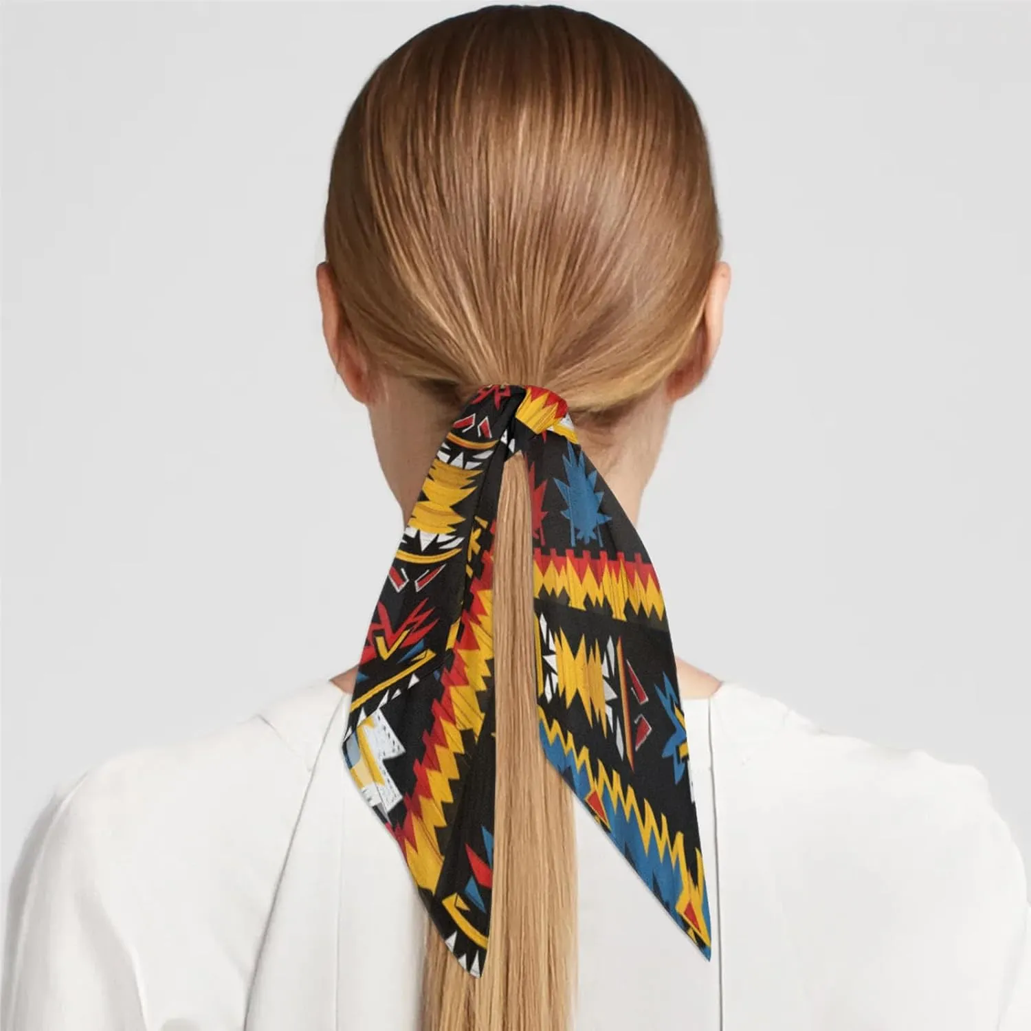 Pattern Colorful Aztec Silk Scarf for Women 23.6x23.6" Satin Head Scarf