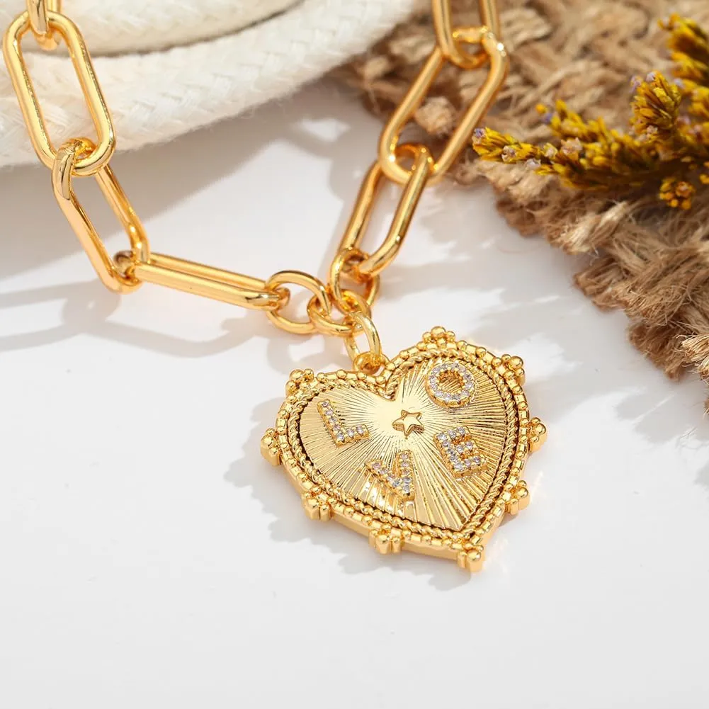 Pearl Bracelets For Women Gold Plated Chain Link Bracelets Bow Heart Charm Bracelets