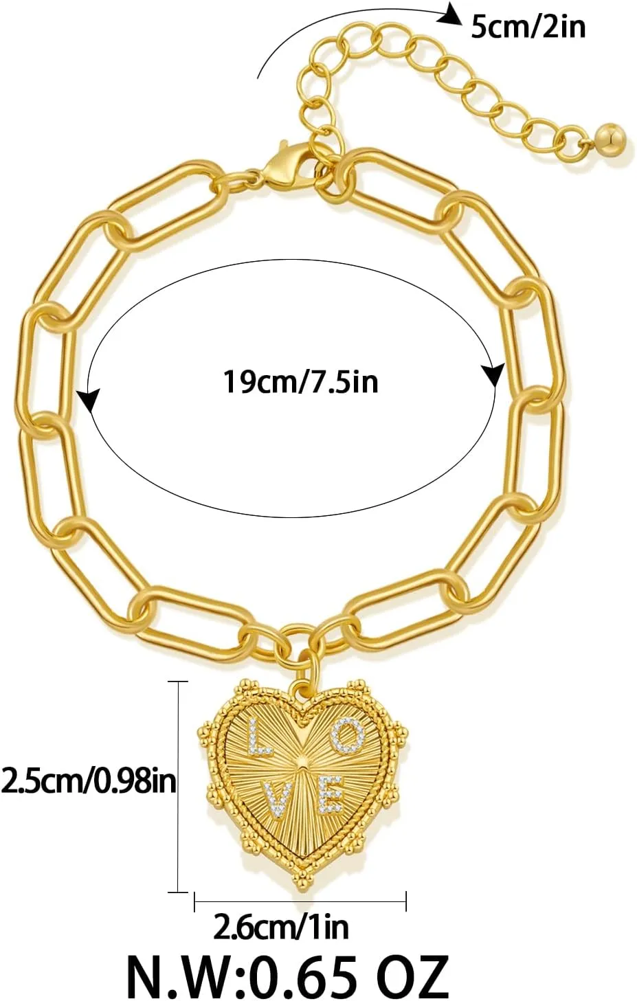 Pearl Bracelets For Women Gold Plated Chain Link Bracelets Bow Heart Charm Bracelets