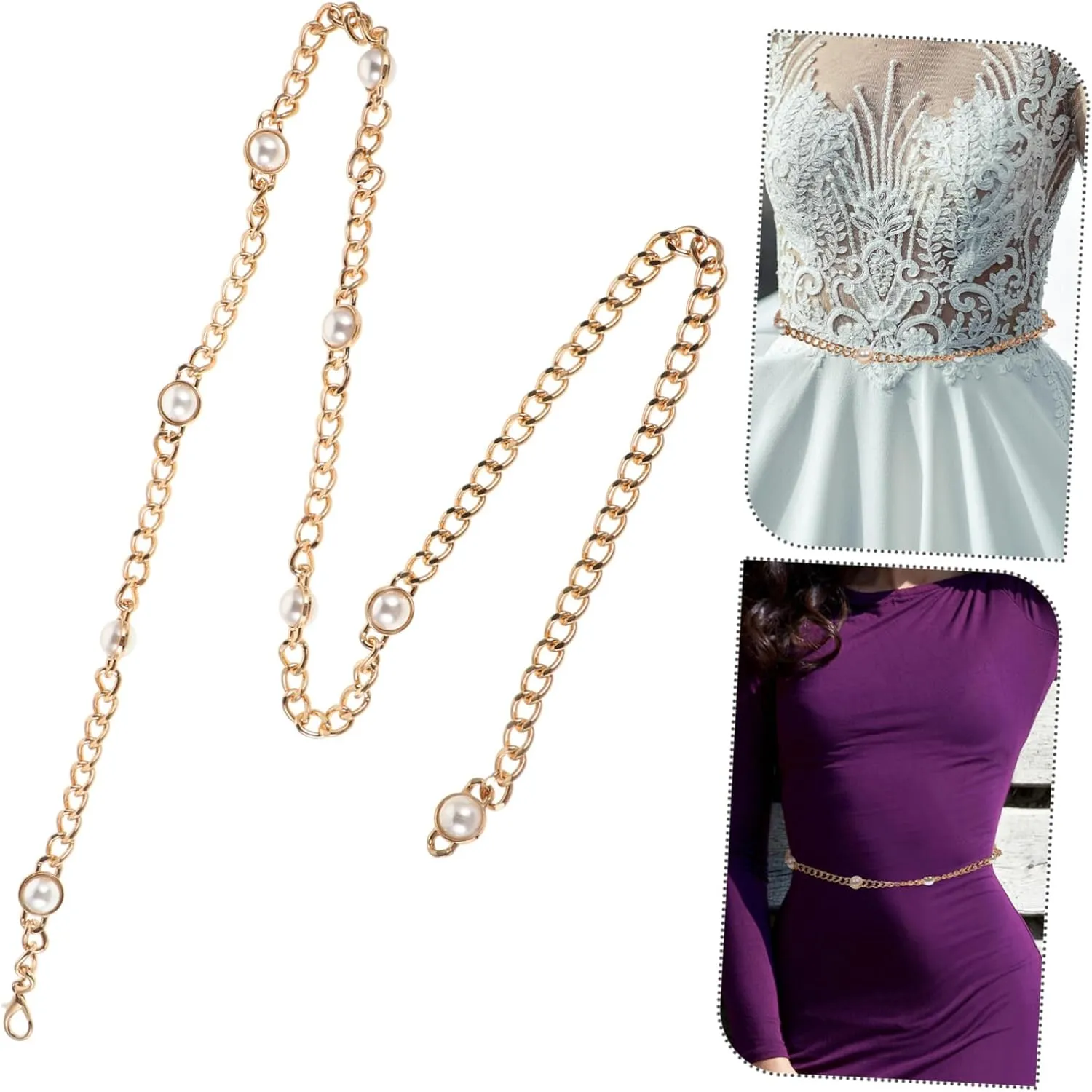 Pearl Waist Chain Bride Sash Bride Pearl Beaded Bracelet Belly Chains for Accessories Women Belts for