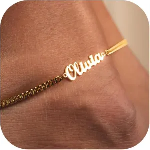 Personalized Ankle Bracelet for Women, 18K Gold Plated Name Anklet, Custom Beach Anklet Bracelets Jewelry Gift