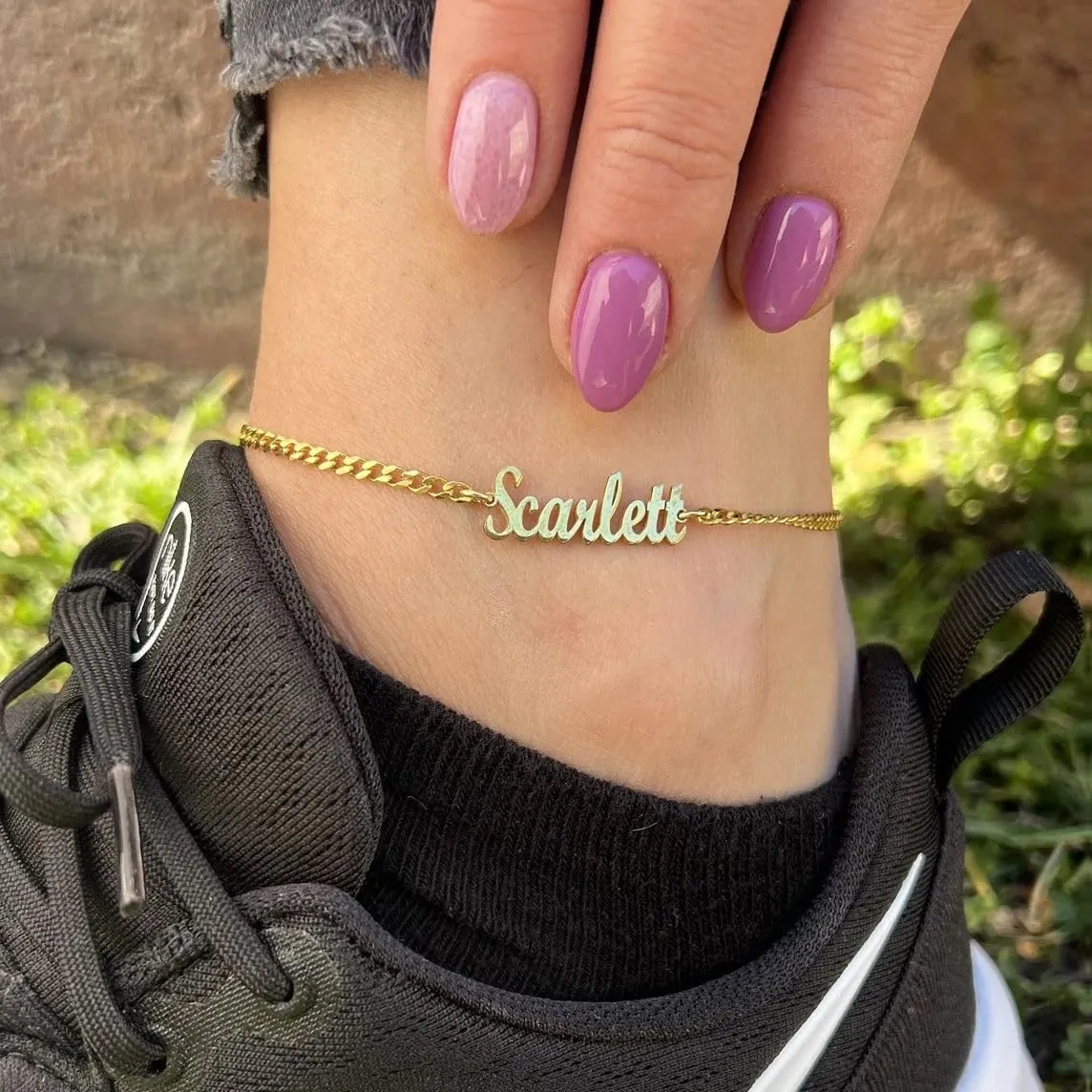 Personalized Ankle Bracelet for Women, 18K Gold Plated Name Anklet, Custom Beach Anklet Bracelets Jewelry Gift