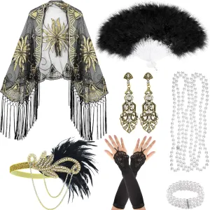 PLULON 8 Pieces 1920s Flapper Accessories Set