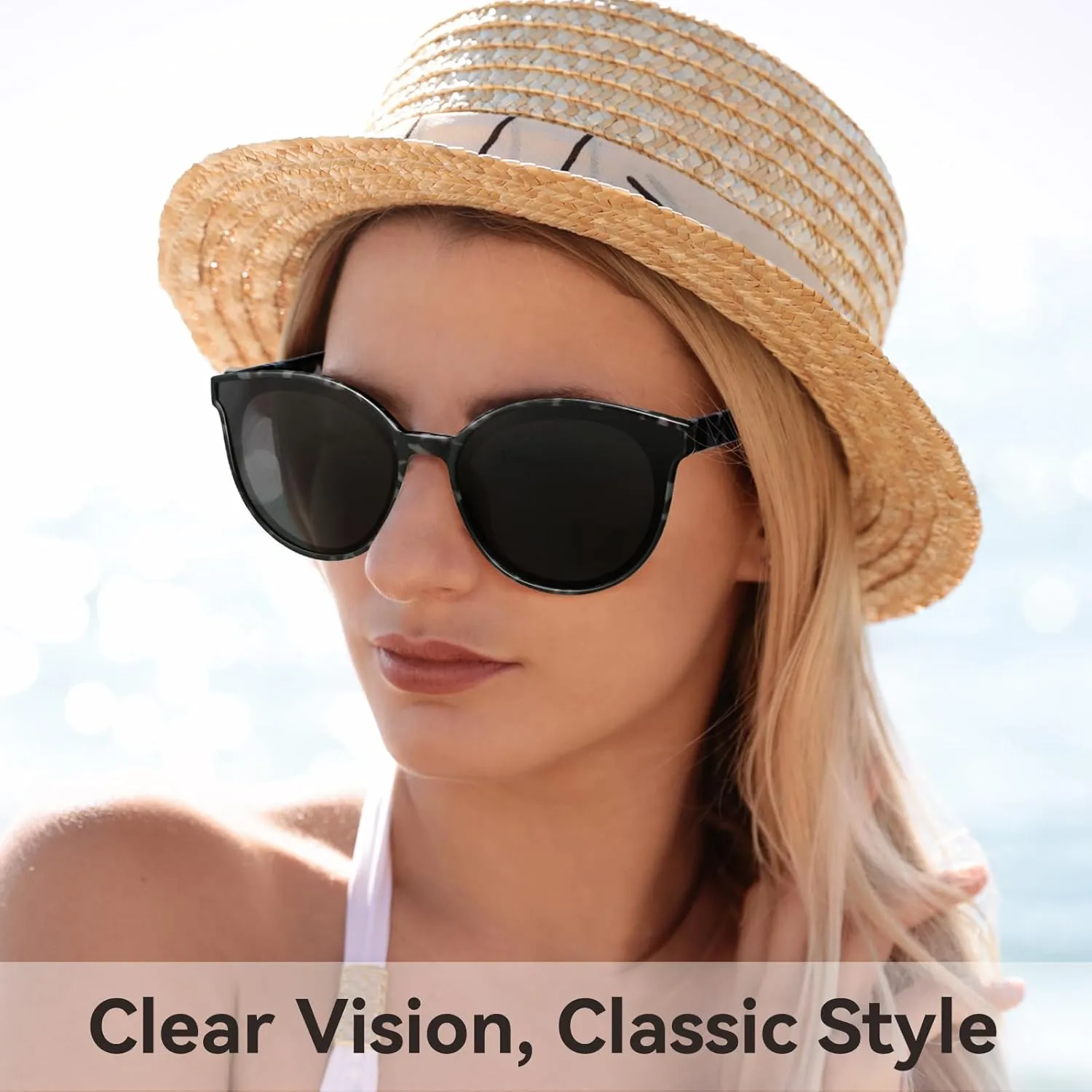 Polarized Oversized Sunglasses for Women Men Trendy Cateye Sun Glassses Retro Large Frame Shades Black
